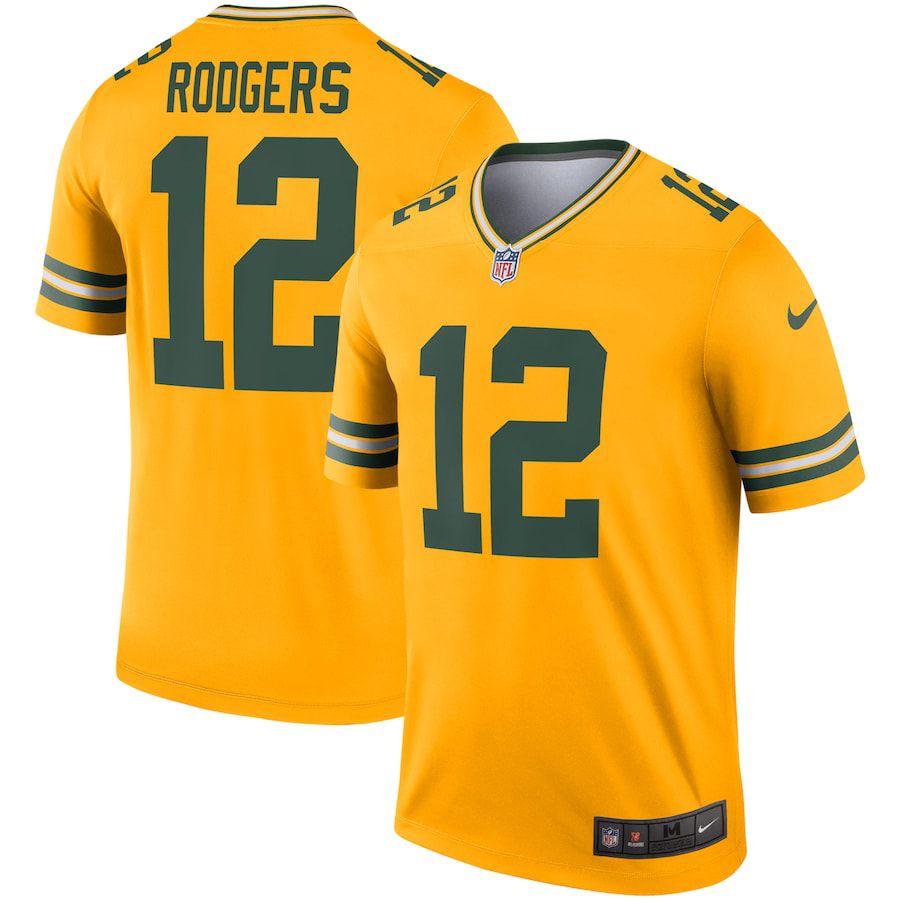 Men Green Bay Packers #12 Aaron Rodgers Nike Gold Inverted Legend NFL Jersey->green bay packers->NFL Jersey